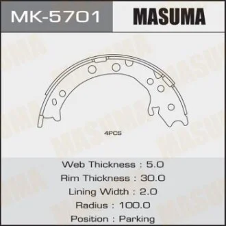 Гальмівні колодки гальма стоянки  MASUMA MK5701