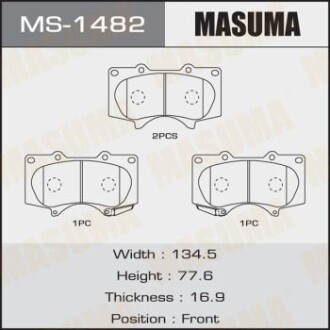 Колодка тормозная передняя Mitsubishi Pajero (06-)/ Toyota Hilux (11-), Land Cru MASUMA MS1482