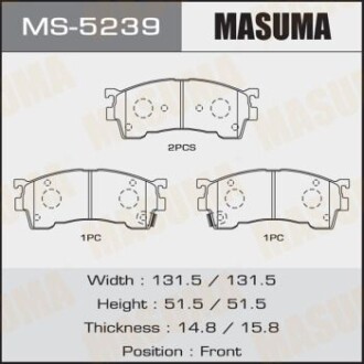 Колодка тормозная передняя MASUMA MS5239