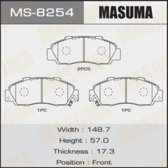 Колодка тормозная передняя Honda Accord (-02), Civic (-00), CR-V (-01), HR-V (-0 MASUMA MS8254