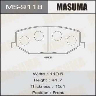 Колодка тормозная  MASUMA MS9118