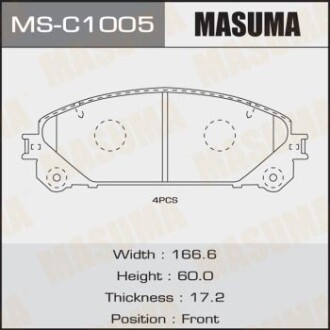 Колодка тормозная передняя Lexus NX 300 (17-), RX 350 (08-)/ Toyota Highlander (MASUMA MSC1005