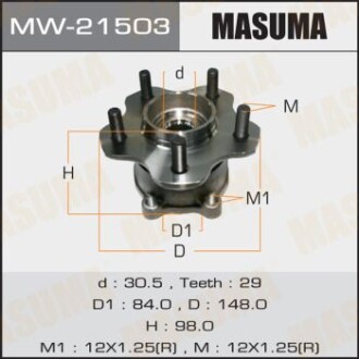 Ступица колеса заднего в сборе с подшипником Nissan Murano (04-08), Teana (03-13 MASUMA MW21503