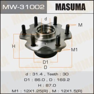 Ступица колеса переднего в сборе с подшипником Mitsubishi Pajero (00-) MASUMA MW31002