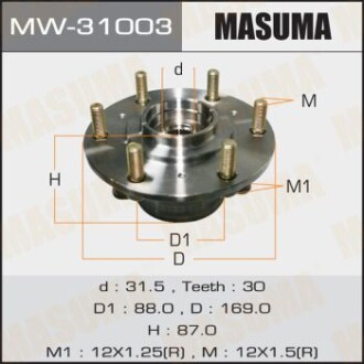 Ступица колеса переднего в сборе с подшипником Mitsubishi L200 (07-), Pajero Spo MASUMA MW31003