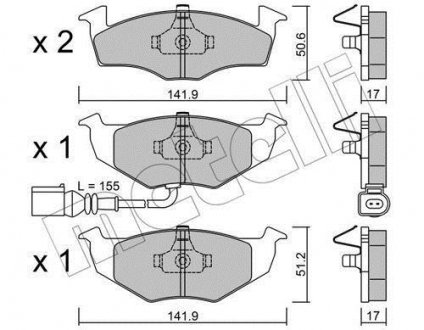 Комплект гальмівних колодок (дискових) Metelli 22-0206-3