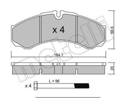 Комплект гальмівних колодок (дискових) Metelli 22-0212-0