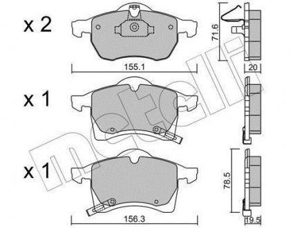 Комплект гальмівних колодок (дискових) Metelli 22-0258-0