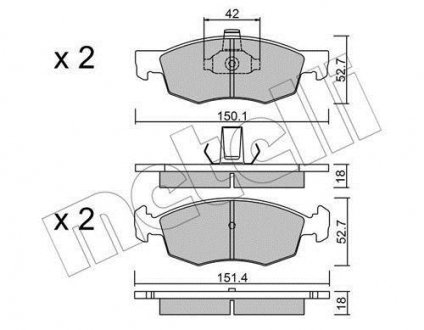 Комплект гальмівних колодок (дискових) Metelli 22-0274-2