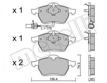 Комплект гальмівних колодок (дискових) Metelli 22-0279-1