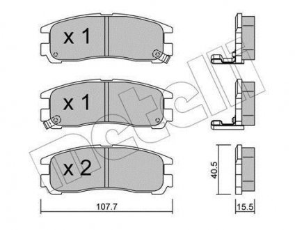 Комплект гальмівних колодок (дискових) Metelli 22-0398-0