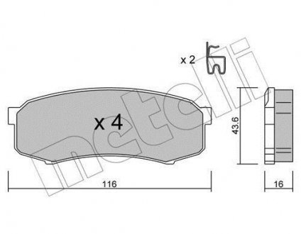 Комплект гальмівних колодок з 4 шт. дисків Metelli 22-0432-0