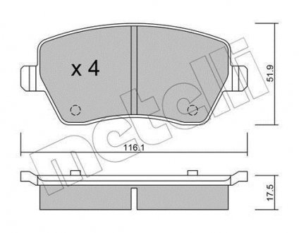 Комплект гальмівних колодок (дискових) Metelli 22-0485-0