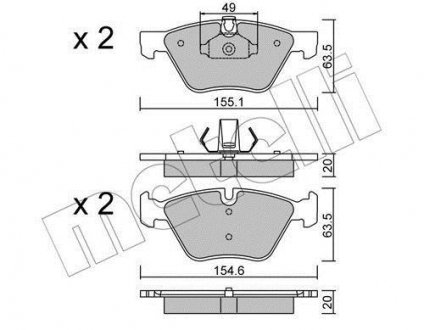 Комплект гальмівних колодок (дискових) Metelli 22-0557-0 (фото 1)