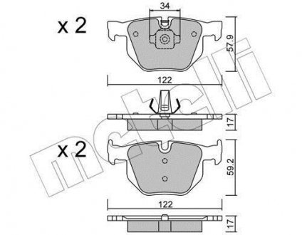 Комплект гальмівних колодок (дискових) Metelli 22-0644-4 (фото 1)