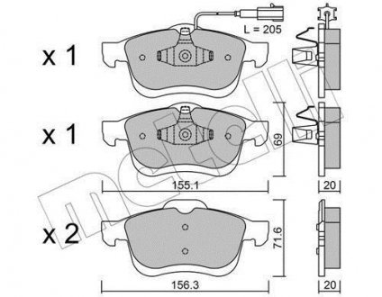 Комплект гальмівних колодок (дискових) Metelli 22-0824-0 (фото 1)