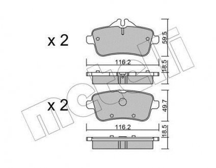 Комплект гальмівних колодок (дискових) Metelli 22-0968-0 (фото 1)