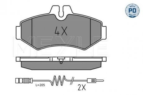 Комплект гальмівних колодок з 4 шт. дисків MEYLE 025 230 2118/PD