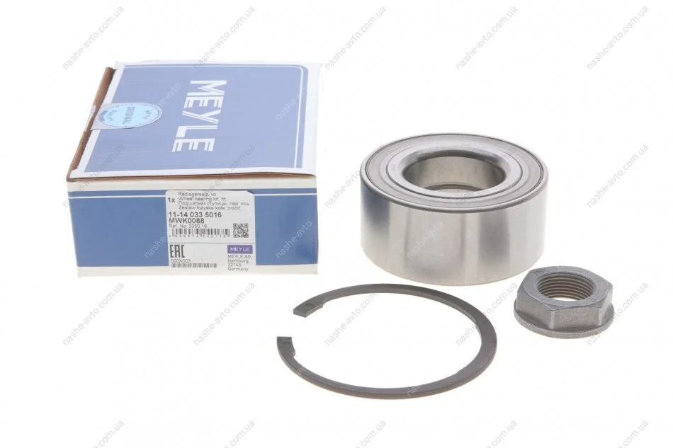 Підшипник маточини CITROEN BERLINGO, BX, PEUGEOT 206,306,405 82- перед. міст (Вир-во) MEYLE 11-14 033 5016 (фото 1)