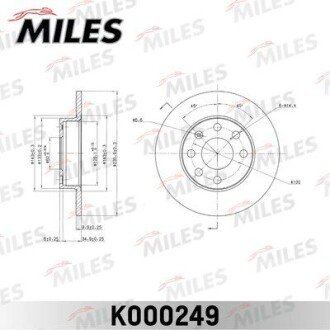 Диск гальмівний передній для Opel Corsa, Kadett MILES K000249
