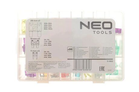 Набір запобіжників автомобільних, набір 88 шт. (NEO) NEO TOOLS 11-993