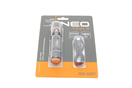 USB акумуляторний ліхтарик C 2000 lm CHN LED Neo-tools 99-067