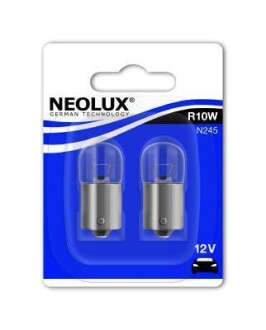 Лампа допоміжн. освітлення R10W 12V 10W ВА15s(blister 2шт) NEOLUX N245-02B (фото 1)