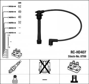 Комплект ізольованих проводів для свічок запалення RC-HD407 NGK 0709