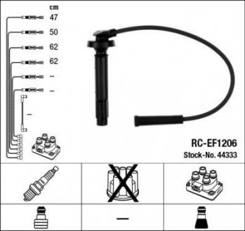 Комплект ізольованих проводів для свічок запалення RC-EF1206 NGK 44333