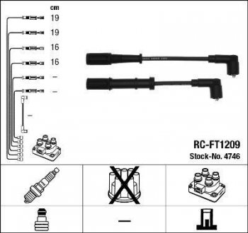 Комплект ізольованих проводів для свічок запалення RC-FT1209 NGK 4746