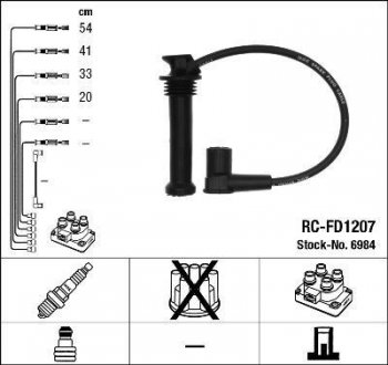 Комплект ізольованих проводів для свічок запалення RC-FD1207 NGK 6984