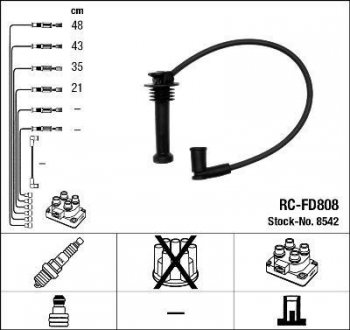 Комплект ізольованих проводів для свічок запалення RC-FD808 NGK 8542