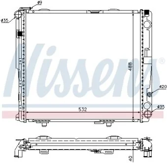 Радіатор охолодження MERCEDES E-CLASS W 124 (84-) (вир-во Nissens) NISSENS 62696A