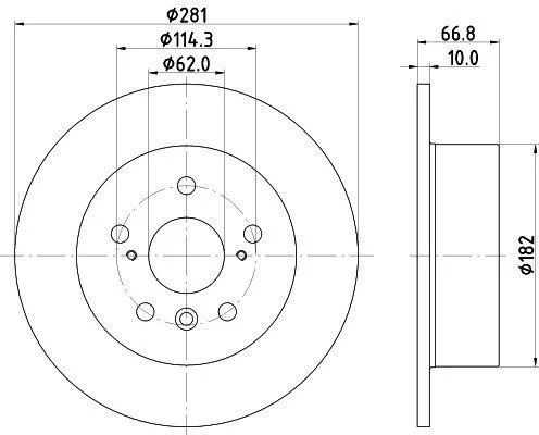Диск гальмівний задній Lexus ES 3.5/ Toyota Camry 2.4, 3.5 (06-00) NISSHINBO Nisshinbo ND1077K (фото 1)