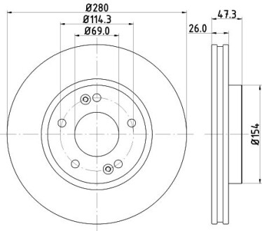 Диск тормозной передний Hyundai i30, Tucson/Kia Carens, Ceed, Cerato 1.6, 2.0 (10-) Nisshinbo ND6037K
