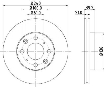 Диск тормозной передний Honda Jazz 1.2, 1.3, 1.5 (02-08)  NISSHINBO Nisshinbo ND8022