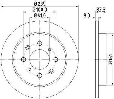 Диск тормозной задний Honda Jazz 1.3, 1.4, 1.5 (08-)  NISSHINBO Nisshinbo ND8033K