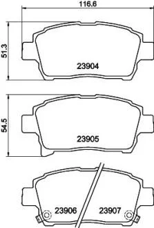 Колодки тормозные дисковые передние Toyota Corolla 1.5, 1.8 (02-07),Yaris 1.0, 1.3, 1.5, 1.8 (99-05)  NISSHINBO Nisshinbo NP1054