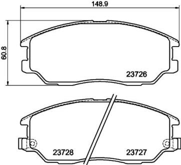Колодки тормозные дисковые передние Hyundai Terracan 2.9, 3.5 (03-06) Nisshinbo NP6092