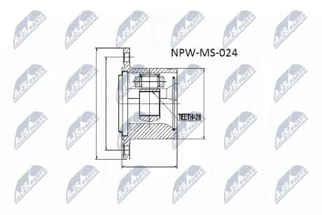 ШАРНІР РІВНИХ КУТОВИХ ШВИДКОСТЕЙ | MITSUBISHI PAJERO V14W-V55W 91-04, PAJERO SPORT K94W/K99W 96-06, SPACE /ПРАВ/ NTY NPWMS024