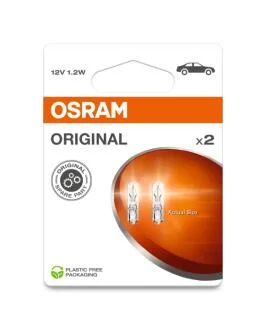 Автолампа Osram 1,2W 12V W2X4,6D к/т 2 шт OSRAM 2721-2BL