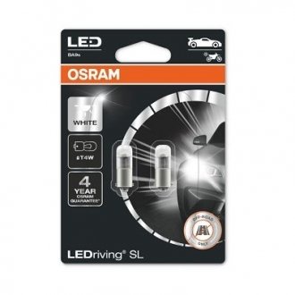 (к/т 2 шт) Лампа світлодіодна LED warm white 4000K (1W 12V BA9S) OSRAM 3893DWP-02B (фото 1)