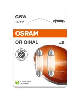 Лампа софітна допоможе. освітлення C5W 12V 5W SV8.5-8 (2 шт) blister (вир-во) OSRAM 6418-2BL