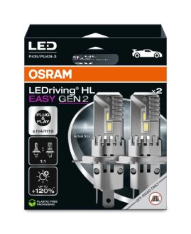 Автолампа LEDriving H4/H19 19W 12V 6500К P43T (к/т 2 шт) OSRAM 64193DWESY2-2HB