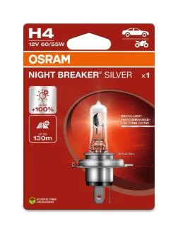 Лампа фарна H4 12V 60/55W P43t NIGHT BREAKER SILVER (+100) blister (вир-во) OSRAM 64193NBS-1BL