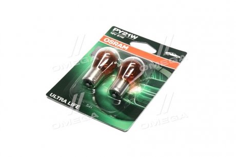 Лампа накалу PY21W 12V 21W BAU15s Ultra Life (компл.) (вир-во) OSRAM 7507ULT-02B