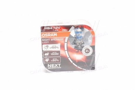 Лампа фарна HB4 12V 51W P22d NIGHT BREAKER LASER next generation (+150) OSRAM 9006NL-HCB