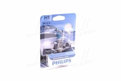 Лампа автомобильная галогенная H1 12V 55W WhiteVision Ultra (1 шт) PHILIPS 12258WVUB1