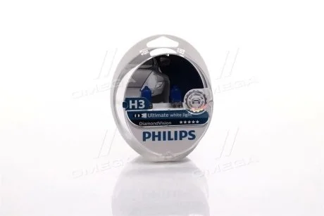 Лампа накалу H3 12V 55W PK22s Diamond Vision 5000K (вир-во Philips) PHILIPS 12336DVS2