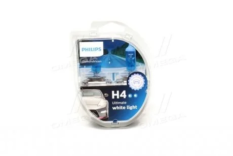 Лампа накалу H4 12V 60/55W P43t-38 Diamond Vision 5000K (вир-во Philips) PHILIPS 12342DVS2